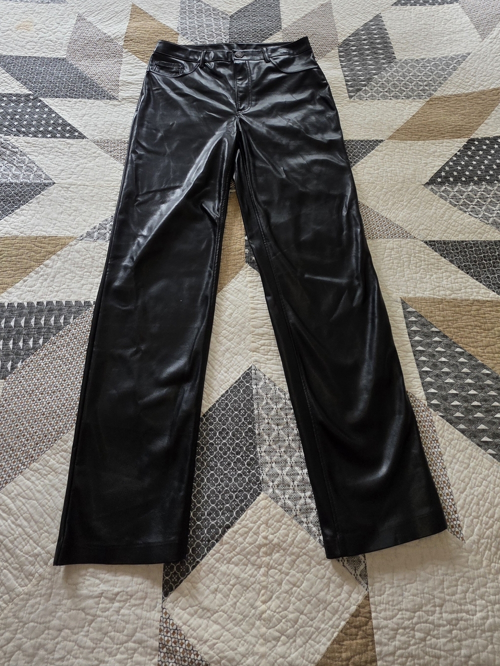 Joie Black Faux Leather Wide-Leg Pants